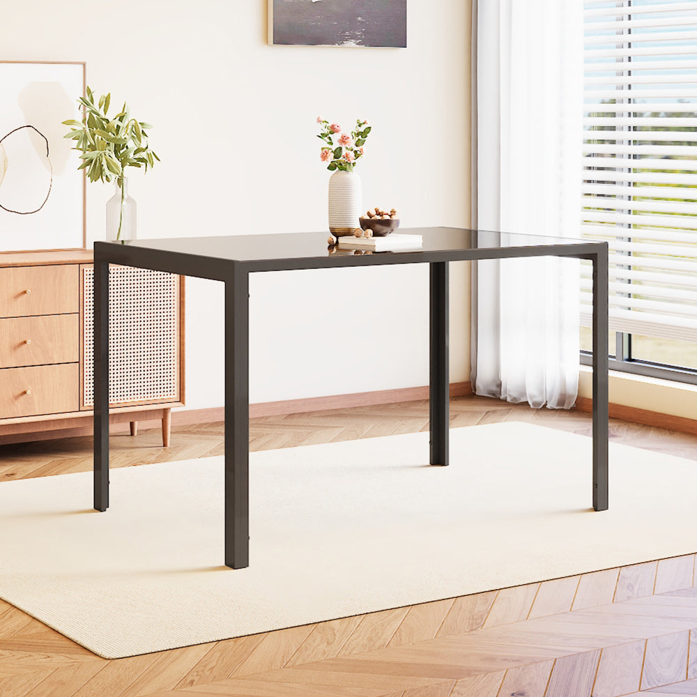 Rectangular Tempered Glass Dining Table For Kitchen Dining Room | Small | Black