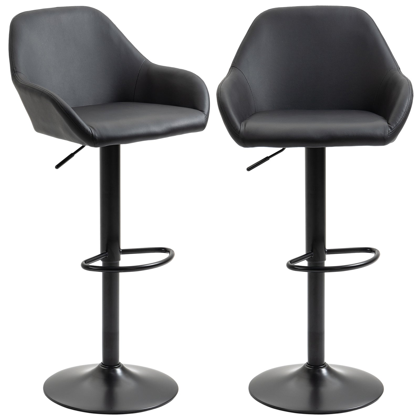 Adjustable Barstools With Footrest Set Of 2 | Black