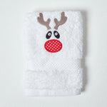 Reindeer Embroidered 100% Cotton Small Christmas Towel
