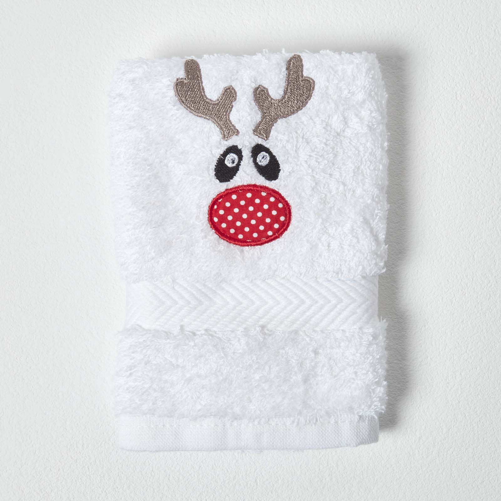 Reindeer Embroidered 100% Cotton Small Christmas Towel