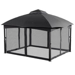 4x3.25m Outdoor Garden Gazebo with 4-Side Netting, Steel Frame Canopy Shelter