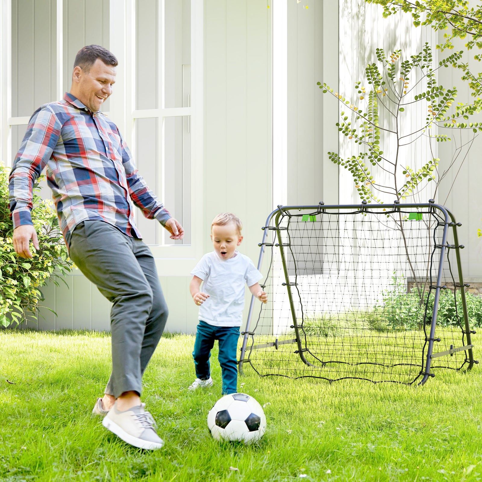 Football Rebounder Net, Adjustable Angles | Black
