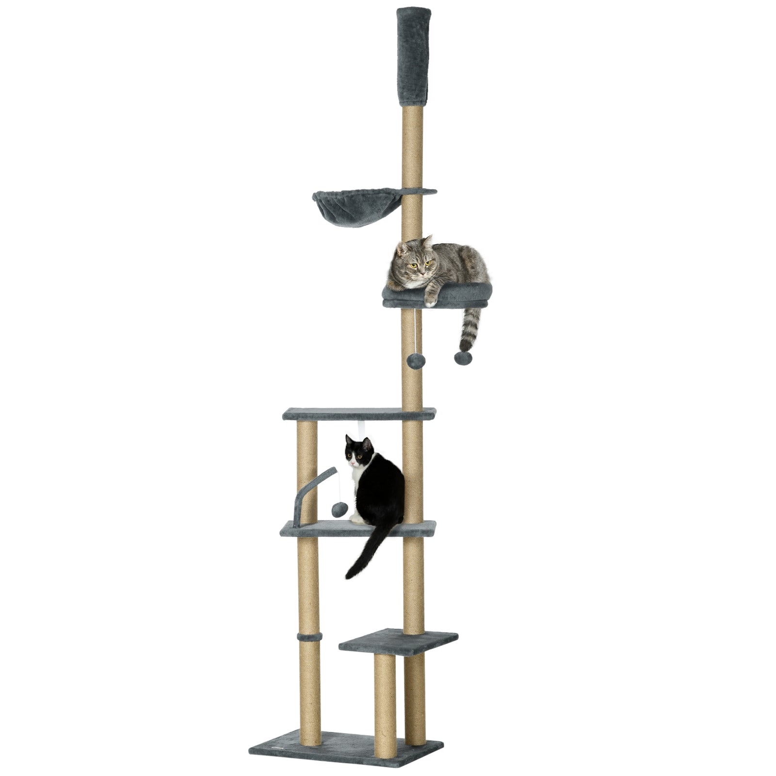 Floor To Ceiling Climbing Cat Tree Tower, 230-250cm Height, Grey
