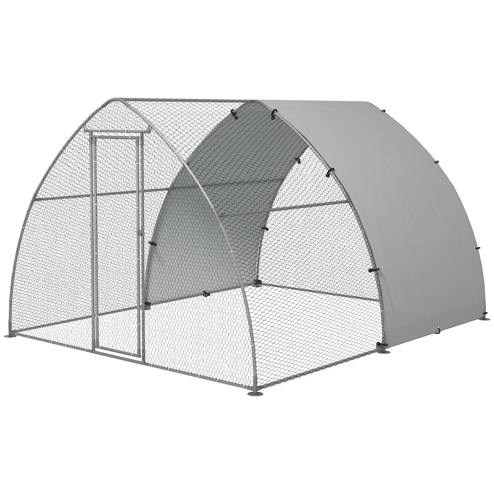 Pawhut Walk-in Chicken Run With Cover, For Chickens | Silver