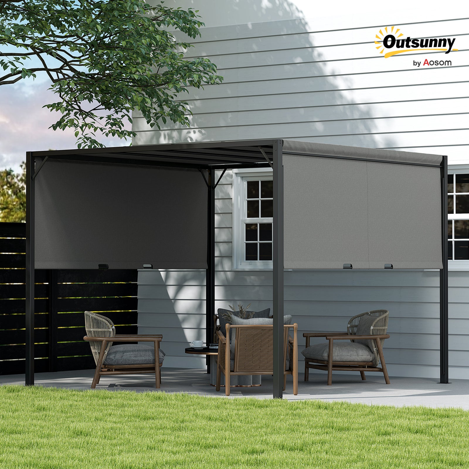 3 X 3(m) Pergola Metal Gazebo Outdoor Sun Shade Shelter