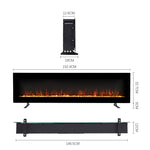 40/50/60-inch Electric Fireplace, Wall Mounted Or Freestanding, Tempered Glass Panel, 12 Flame Colors, 5 Brightness Levels, Timer & Remote Control | Large | Black