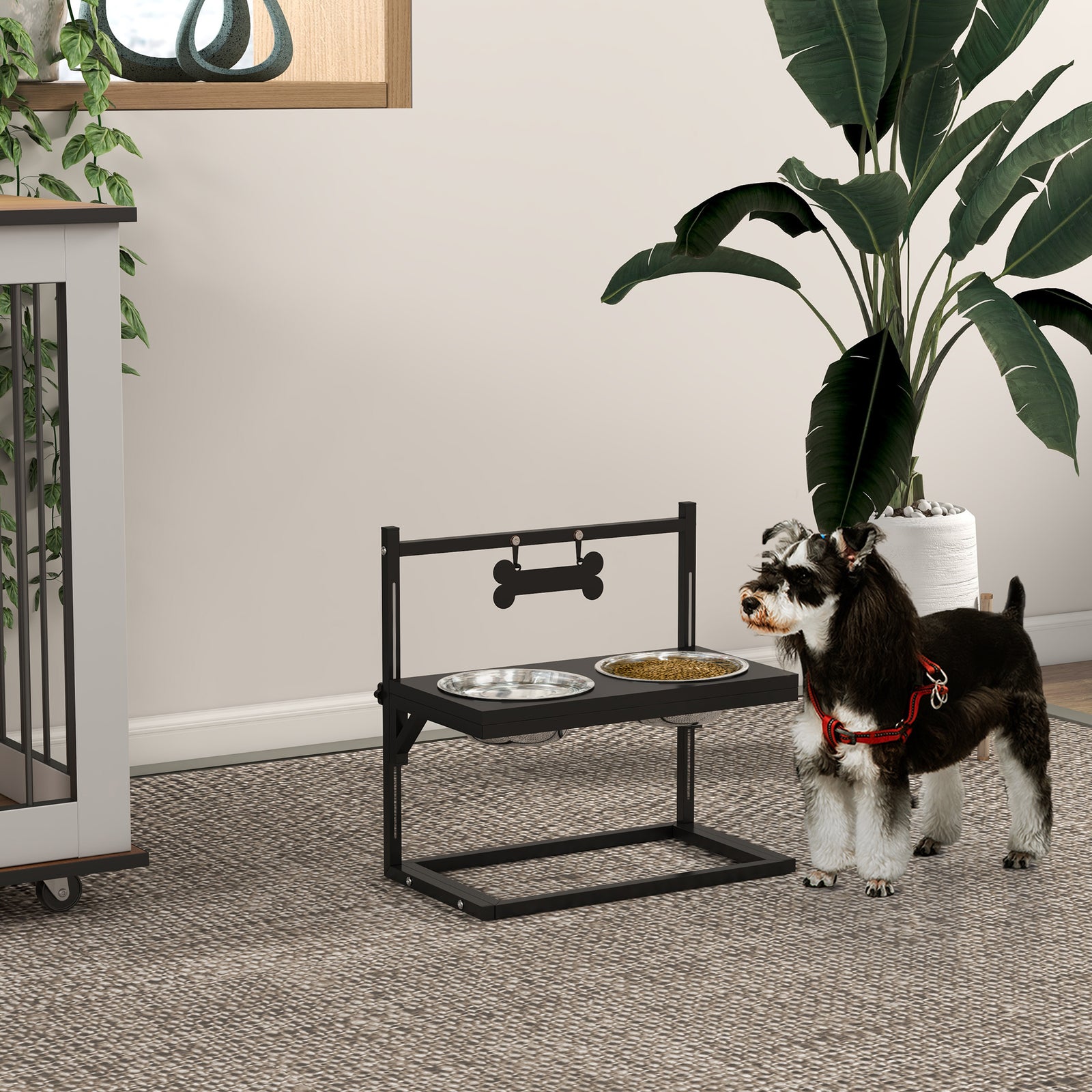 Raised Dog Bowl W/ Adjustable Height Stand, For Small Medium Large Dogs