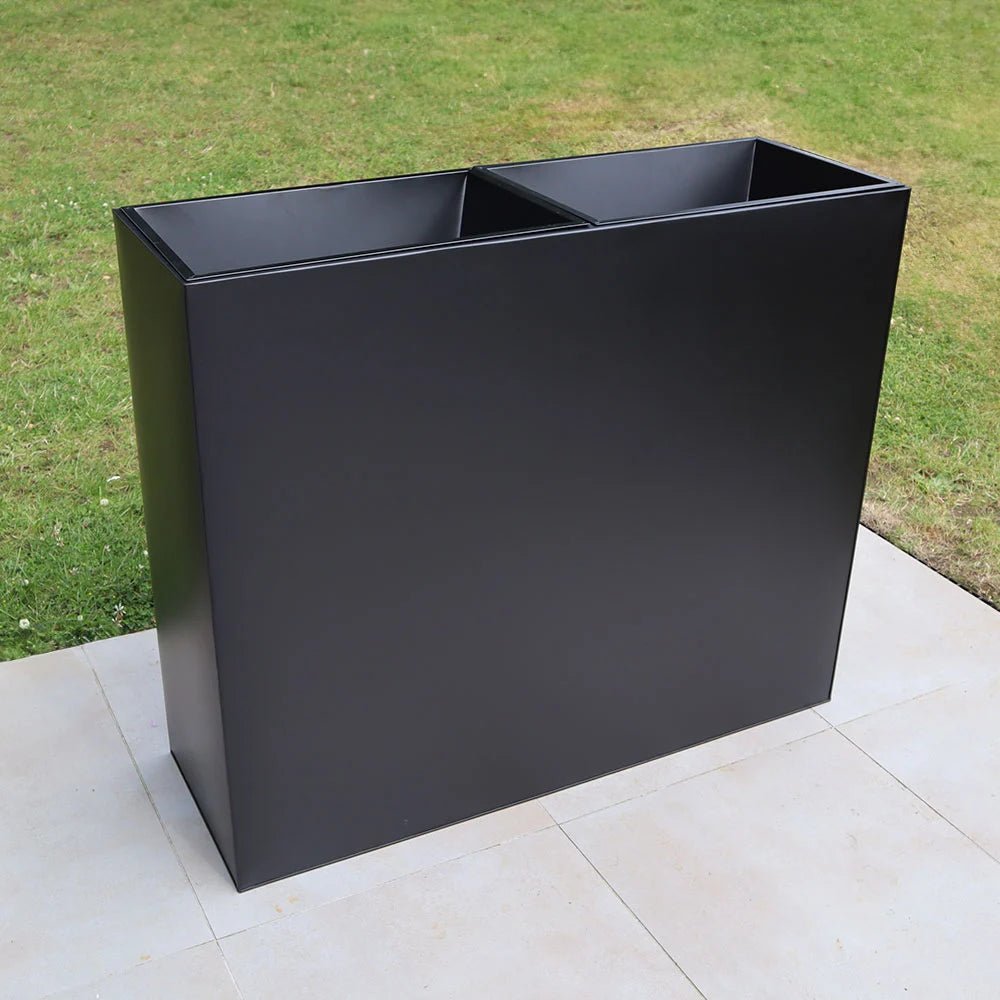 Long Zinc Galvanised Tall Trough Planter | 120cm x 40cm x 100cm | Matte Black
