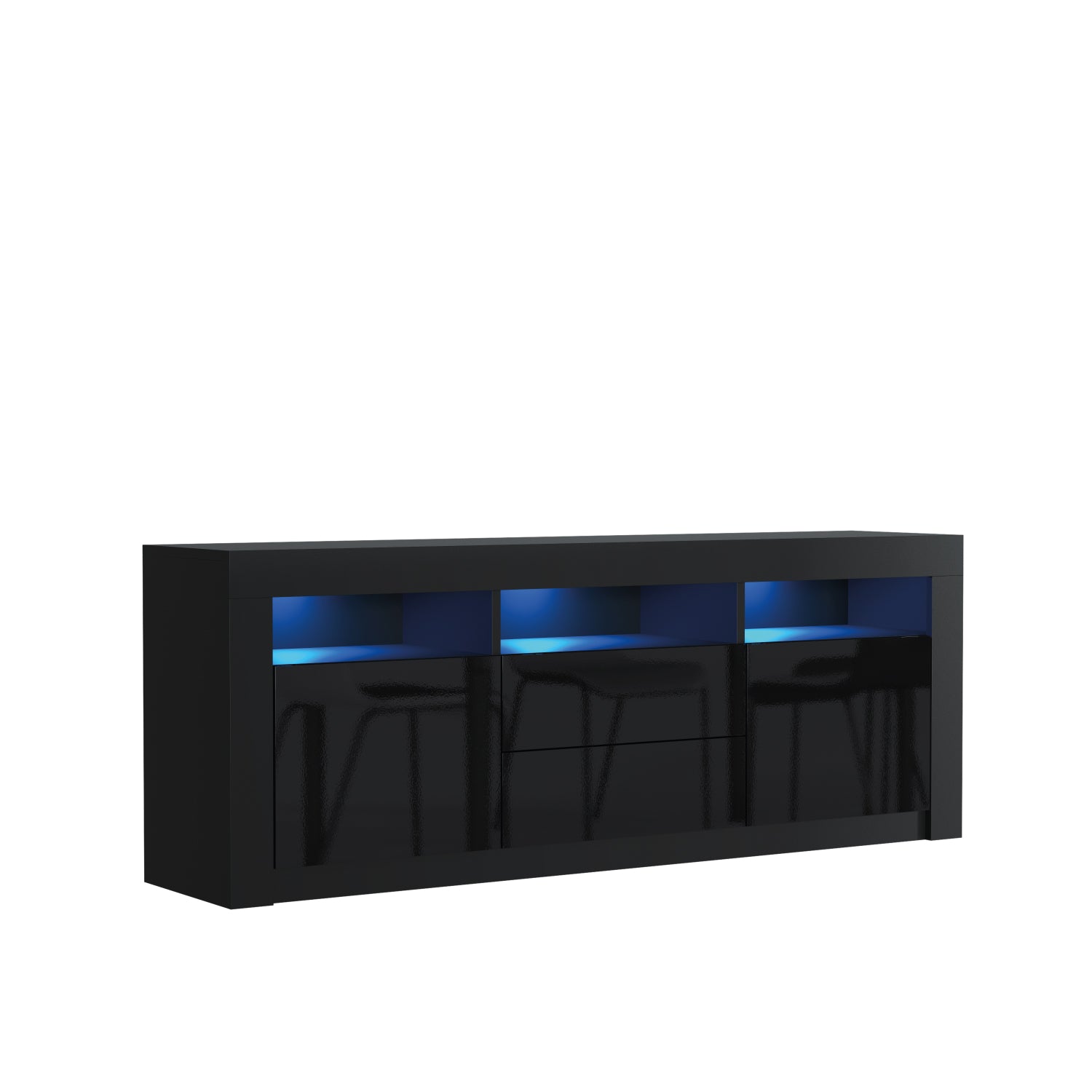 Shine Tv Unit 160cm With Led Lights | Black