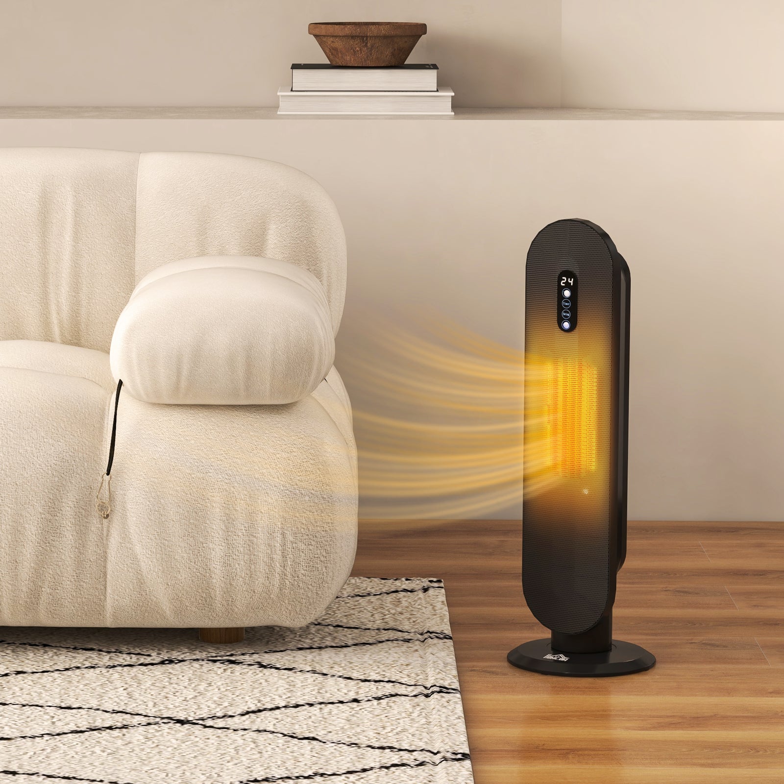 Ceramic Space Heater Tower Heater With Oscillation | One Size | Black