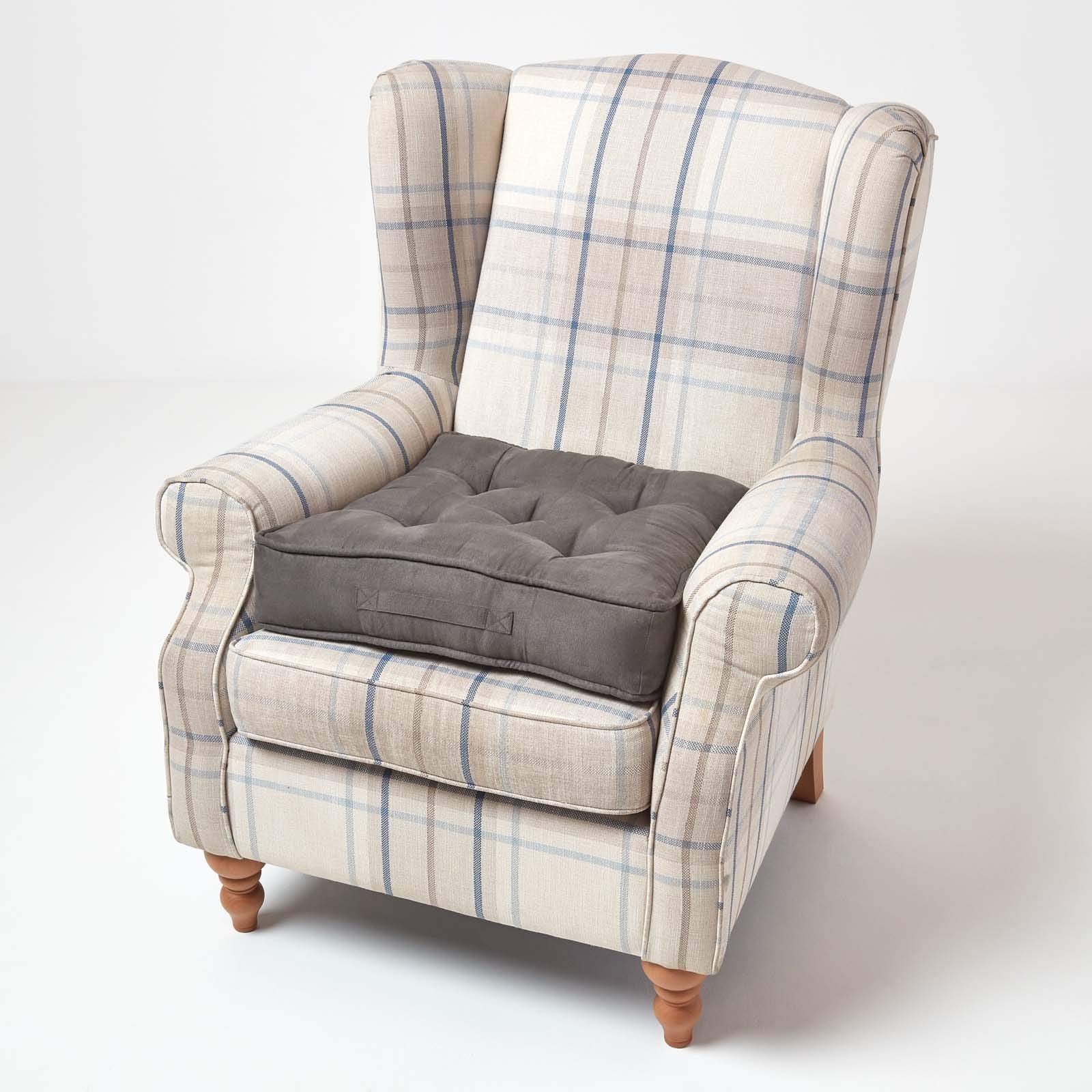 Faux Suede Armchair Booster Cushion | 50cm x 50cm | Grey