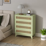 HOMCOM Rattan Chest Of Drawers, 4 Drawer Unit Storage Organiser For Bedroom