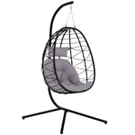 Garden Egg Chair Outdoor Hanging Swing Chair, Folding Basket | Gray