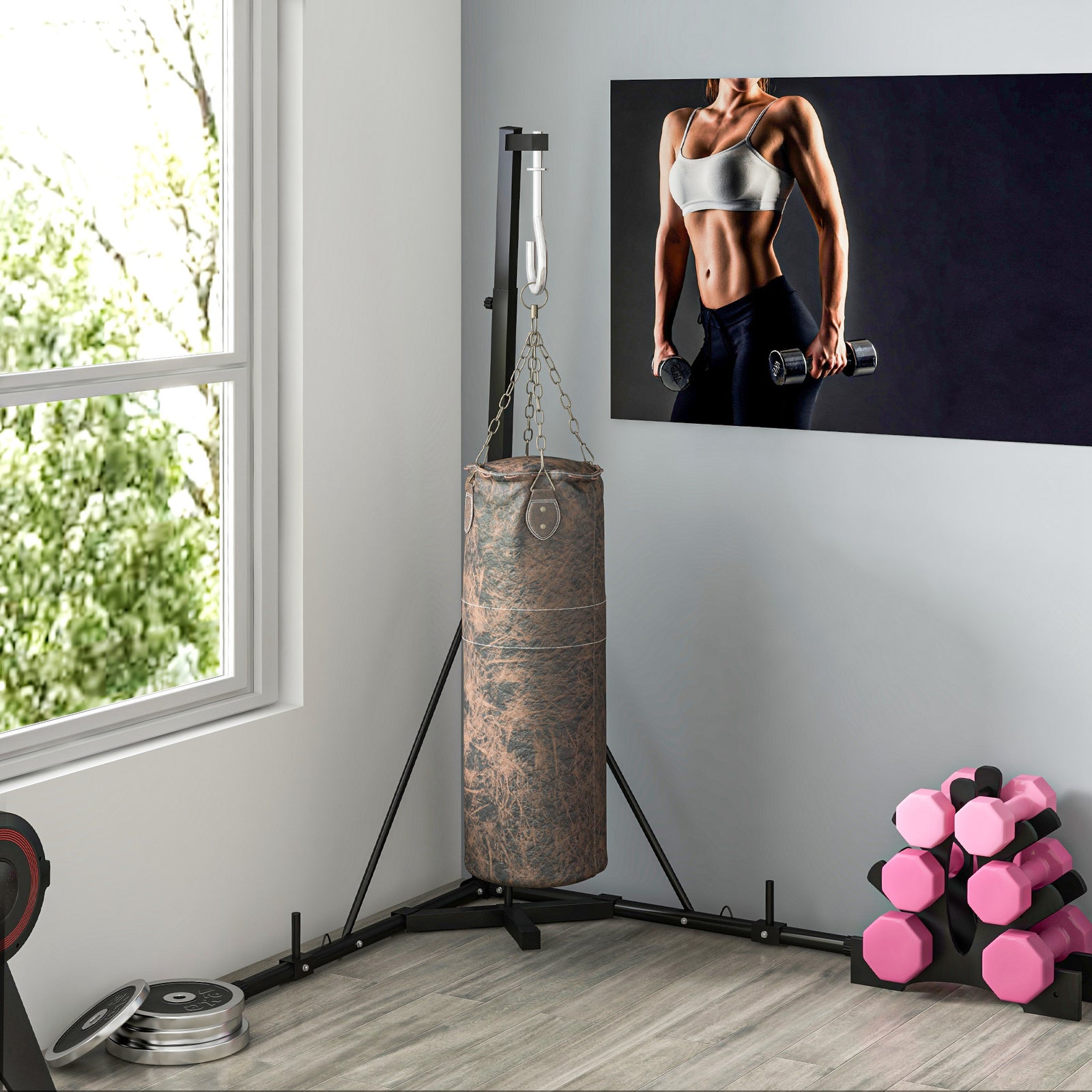 00bk Foldable Adjustable Punch Bag Stand | Black