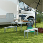 Camping Picnic Table And 2 Benches Folding Garden Table Set