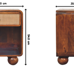 Solid Wood Chestnut Open Woven Bedside