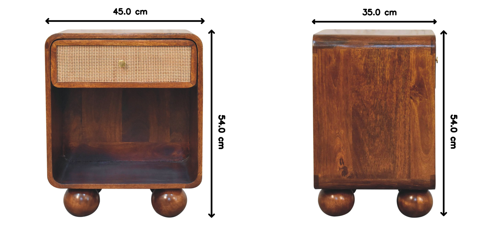 Solid Wood Chestnut Open Woven Bedside