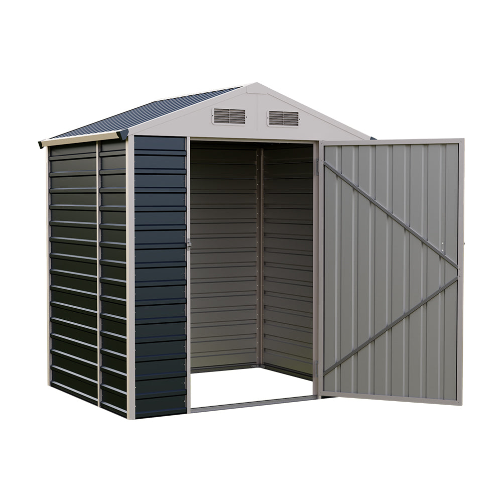 6x4 Ft Heavy-Duty Metal Apex Roof Garden Storage Shed – Durable Steel Frame, 4 Vents & Lockable Door Outdoor Tool House