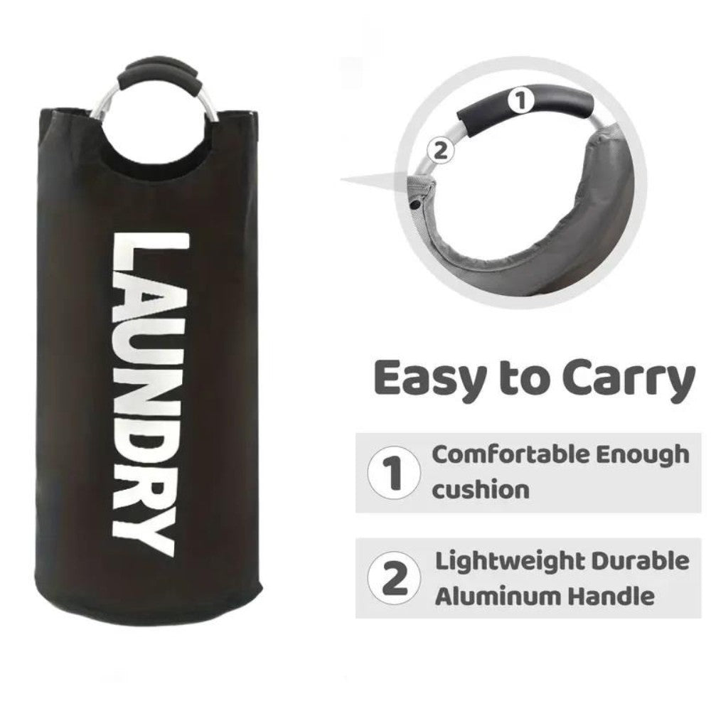 Dyzi Black Foldable Laundry Hamper Collapsible Clothes Basket