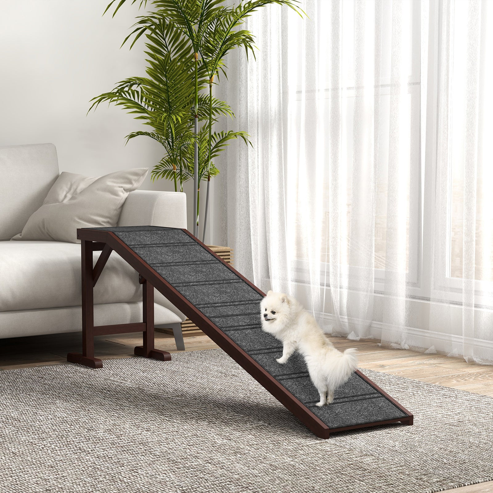Pawhut Pet Ramp For Dogs Cats W/ Non-slip Carpet For Bed Sofa, 188x40.5x63.5cm