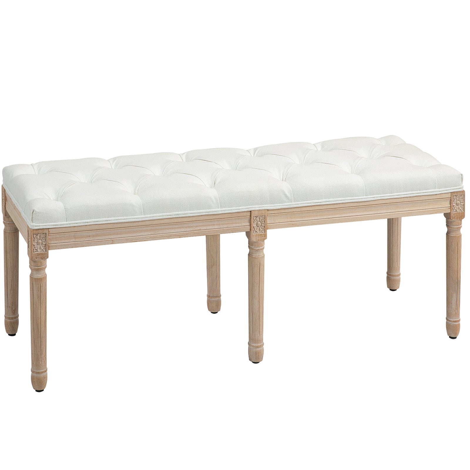 Upholstered End Of Bed Bench, Cream White