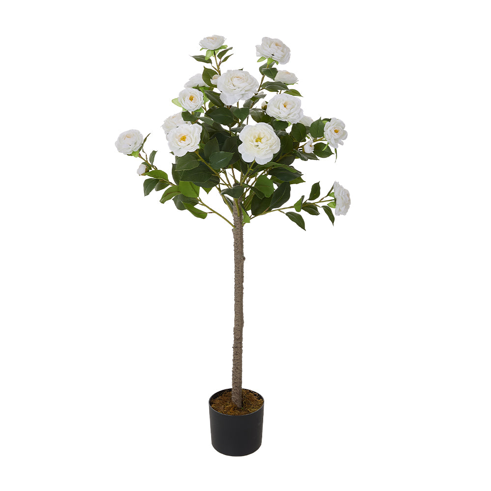 110cm H Artificial Camellia Tree Potted Plant Home Decoration | White