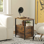 Bedside Table W/ Charging Station, Rustic Brown