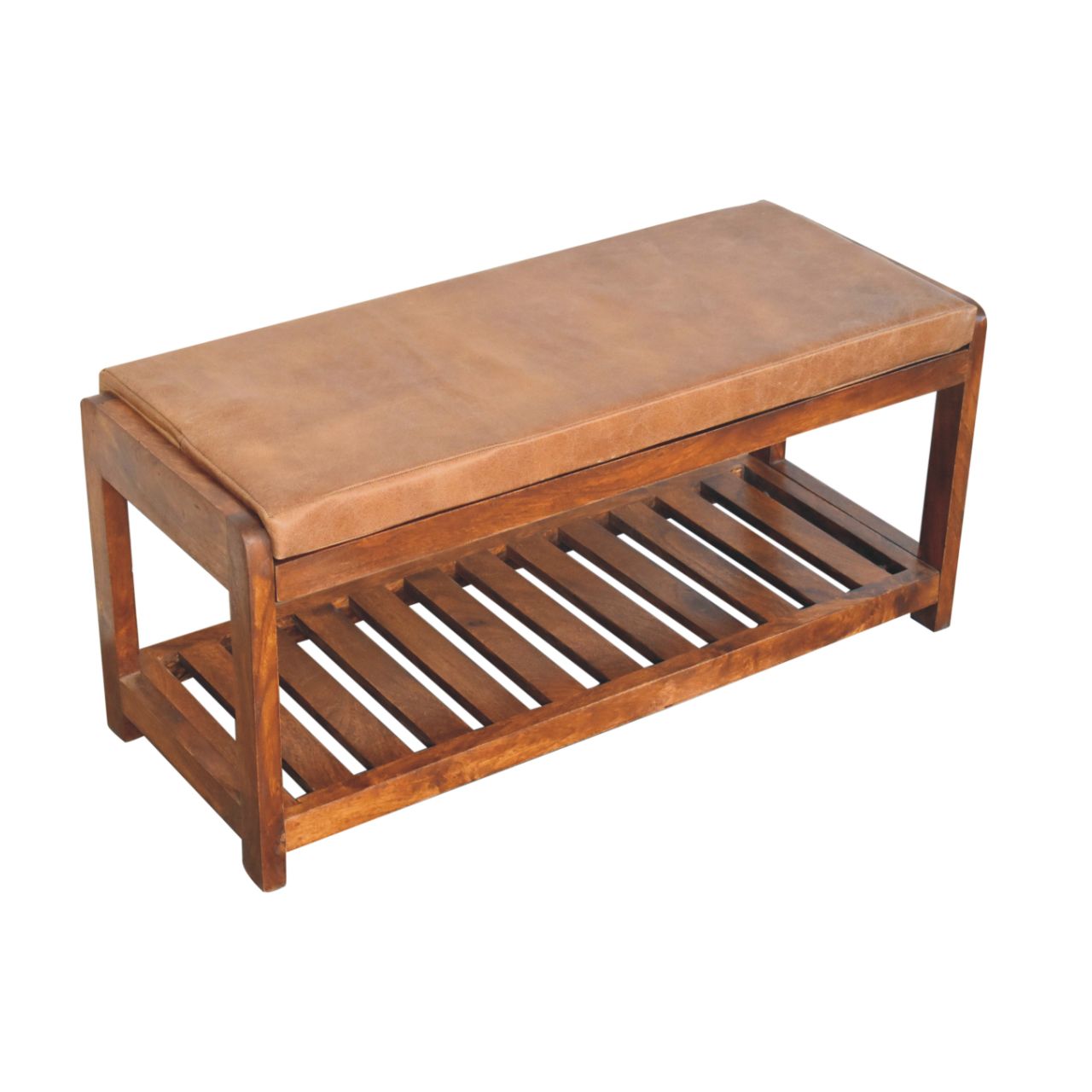Solid Wood Buffalo Slatted Hallway Bench