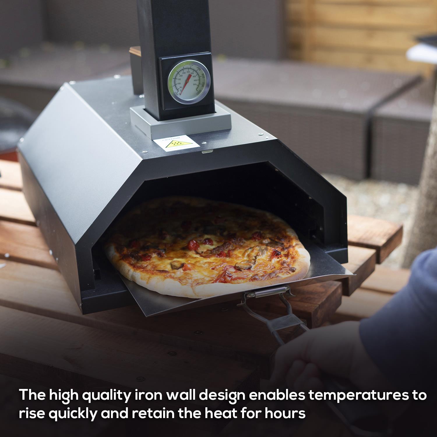 Outdoor Wood Fired Pizza Oven With Pizza Stone, Pizza Paddle & Rain Cover