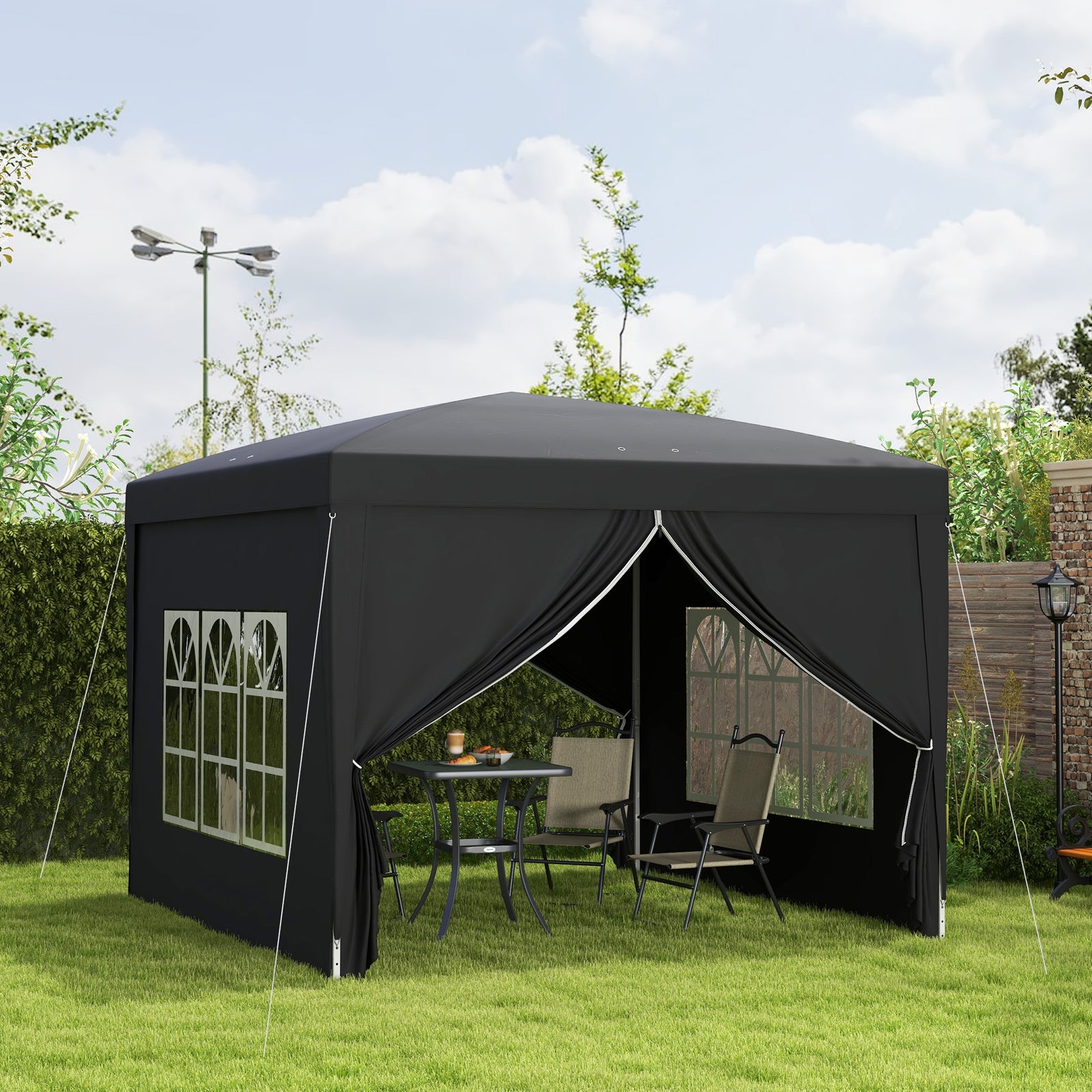 3mx3m Pop Up Gazebo Party Tent Canopy Marquee W/ Storage Bag | Black