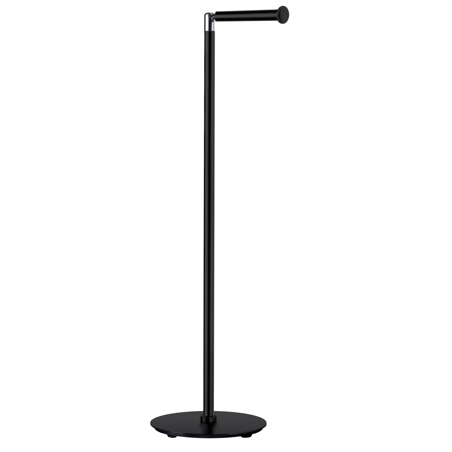 Stainless Steel Freestanding Toilet Roll Holder - Round Base | Black