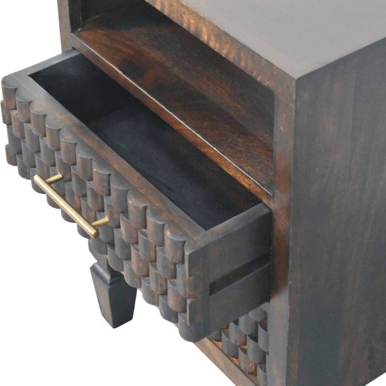 Arno Bedside, Mango Wood, Dark Brown