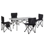 Set Of 5 Portable Folding Camping Table And Chair Set – Lightweight And Compact Outdoor Furniture | Grey
