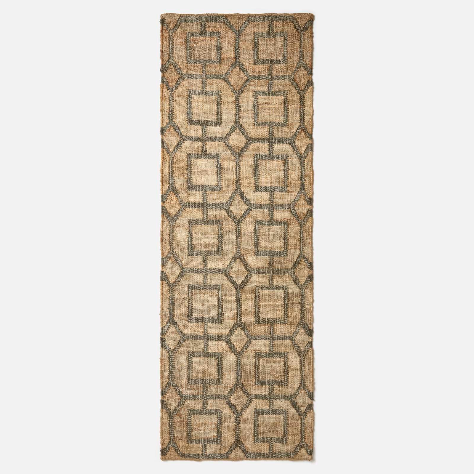 Tiran Brown Geometric Handwoven Jute Rug | 200cm | Brown