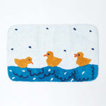 Non Slip 100% Cotton Duck Pond Bath Mat | Bath  Pedestal Set | Blue & White