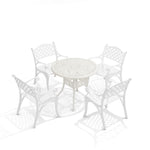 Set Of 5 Retro Garden Bistro Set Cast Aluminium With Cushions | Set of 5 | White