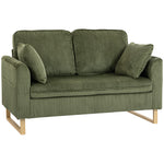 2 Seater Sofa, Corduroy Sofa W/ Spring Cushions 2 Pillows | Green