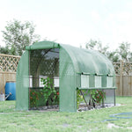 Walk-in Polytunnel Greenhouse W/ Sidewalls | Green