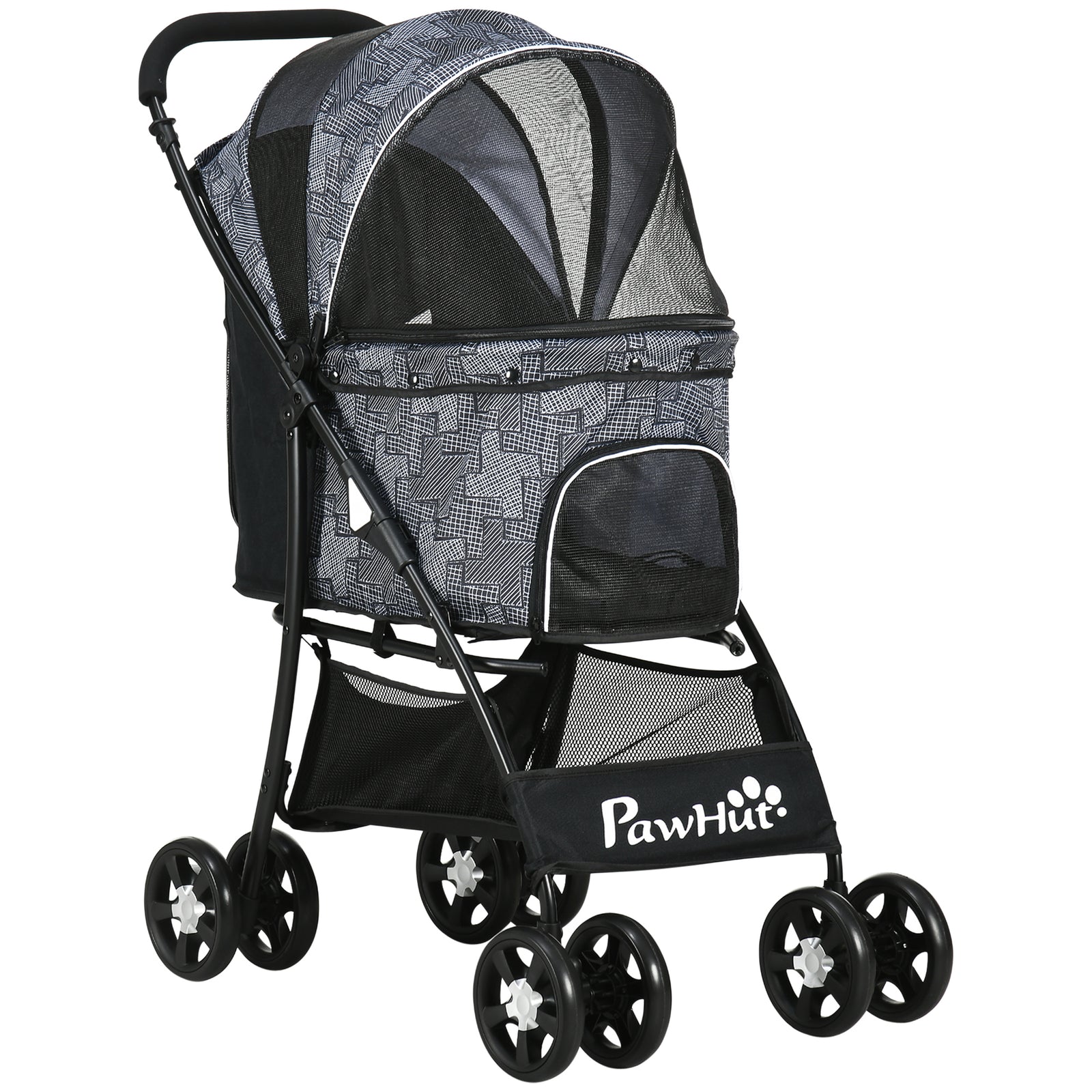 Pet Stroller Dog Pram Pushchair Cat Travel Carriage Universal Wheels | Gray