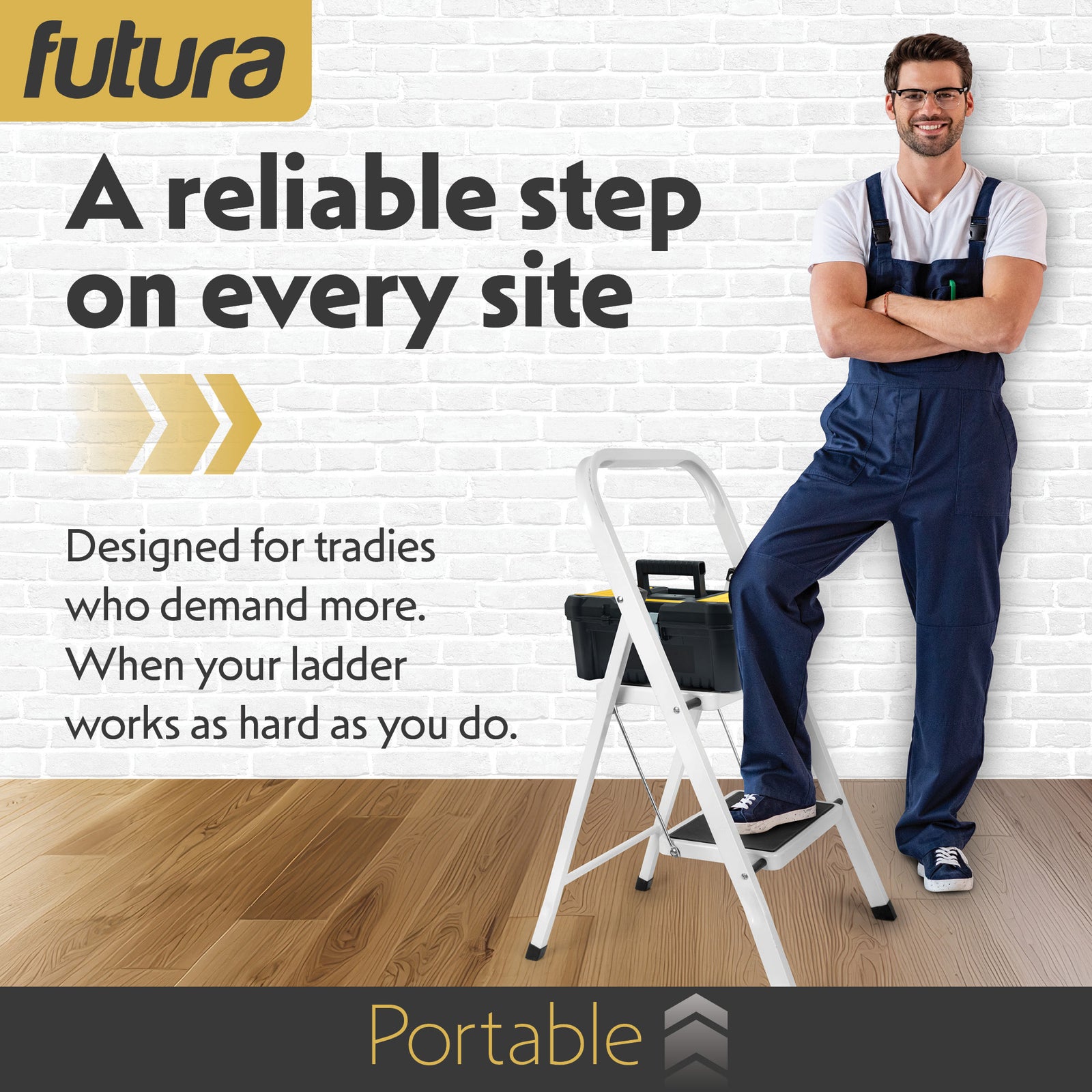 2 Step Ladder, Heavy-duty Steel Folding Home Diy Step Stool With Wide Non-slip Steps & Anti Slip Feet 150kg Capacity | 2 Step | White