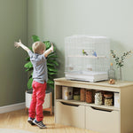 59cm Large Bird Cage With Perches, Food Bowls, Swing, White