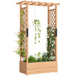 Raised Garden Bed With Trellis 110x44x181cm Natural