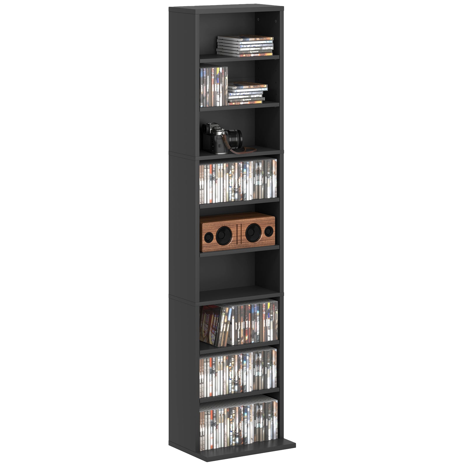 260/640 Cd 120/360 Dvd Storage Tower W/ 9/18 Compartments | Small | Black