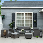 6 Pcs Pe Rattan Garden Furniture Set With Padded Cushions