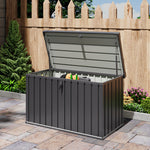 Breeins 400l Lockable Outdoor Storage Box Heavy-duty Steel Garden Storage Chest With Safety Edges