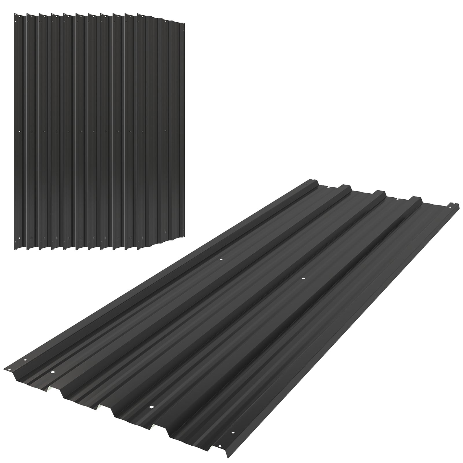 Pack Of 12 Metal Roofing Sheets For Greenhouse | Black