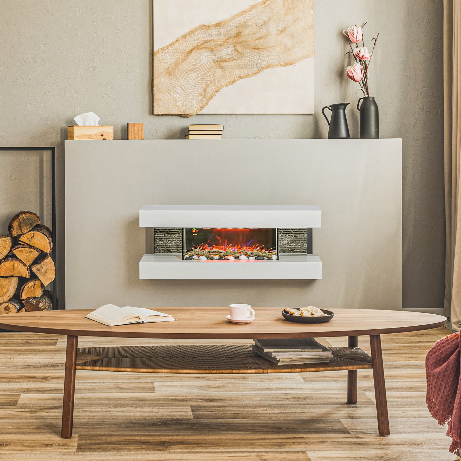2000w Wall Mounted Electric Fireplace Freestanding