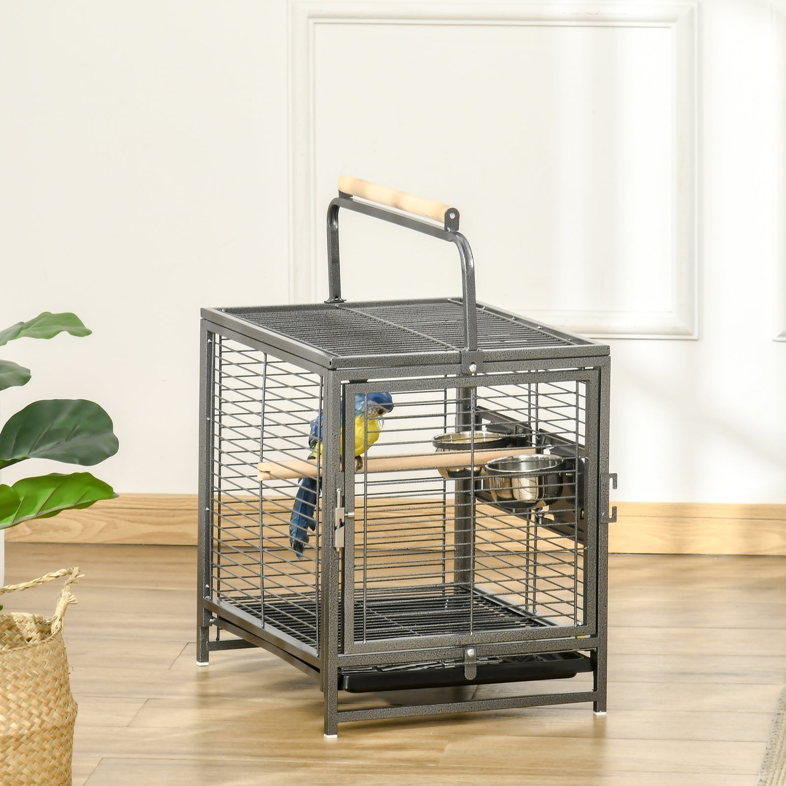 Parrot Cage, Travel Carry Pet Bird Cage Cockatiel W/ Metal Handle