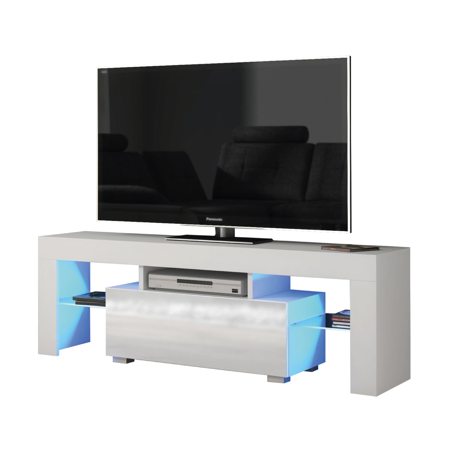 Floe Tv Unit 130cm With Led Lights | White