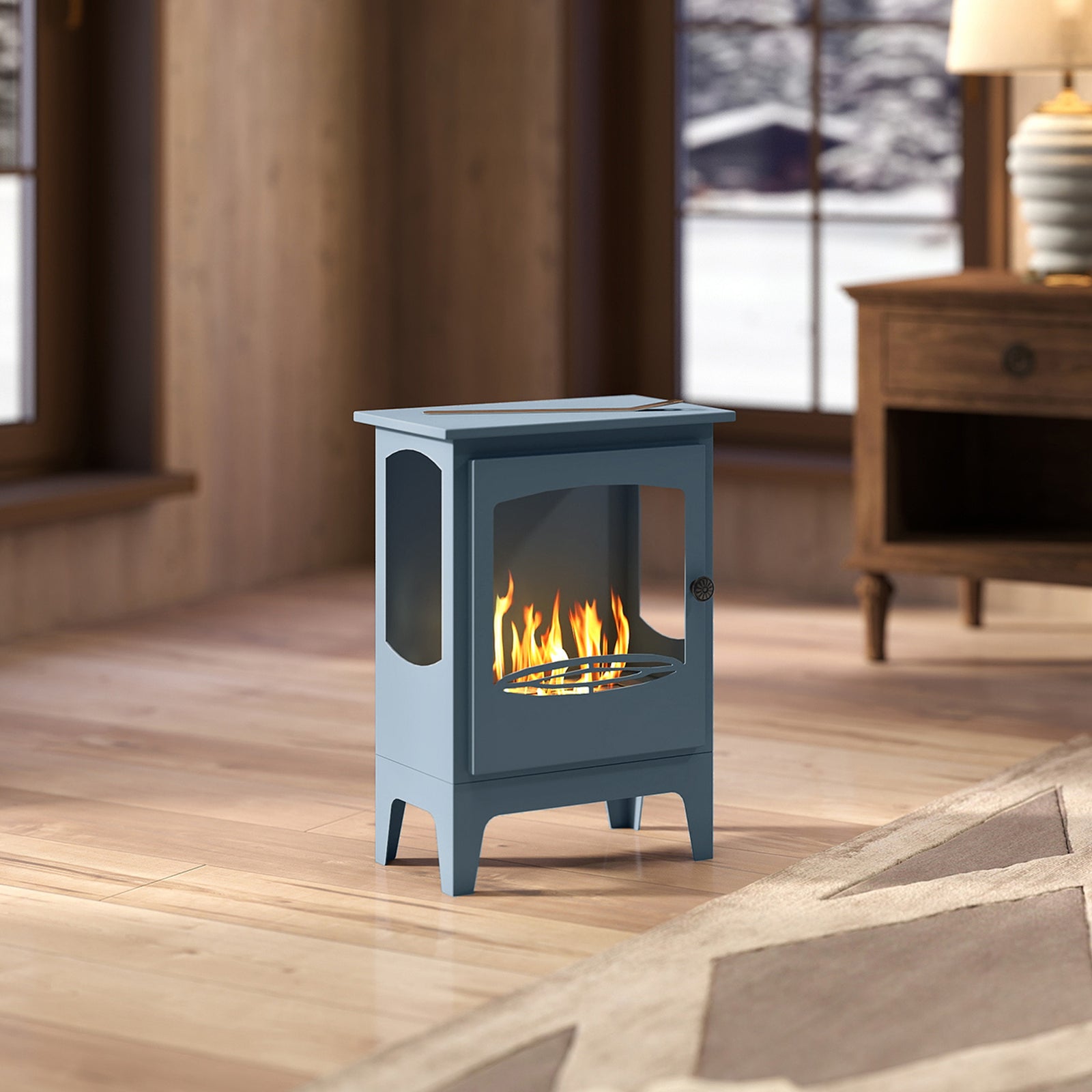 Freestanding Bioethanol Fireplace Ethanol Fireplace Stove | Grey